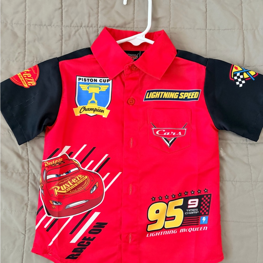 Disney Lightning McQueen Red and Black Kids Button Down Shirt